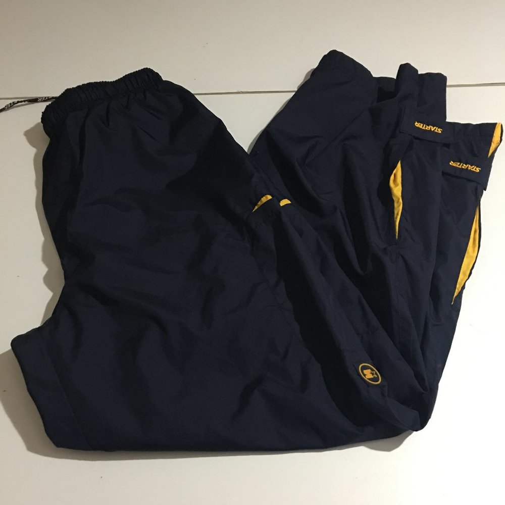 Starter Mens Medium Navy Blue Windbreaker Pants Mesh Lined